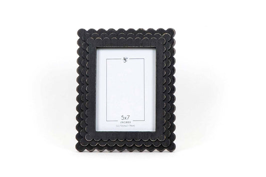 Photo Frame 5x7 Inch Scalloped Black Wood Southern Charm Christian Gifts