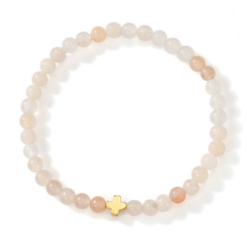 BOHO CROSS NATURAL STONE PERSONALIZED BRACELET | 40B5184