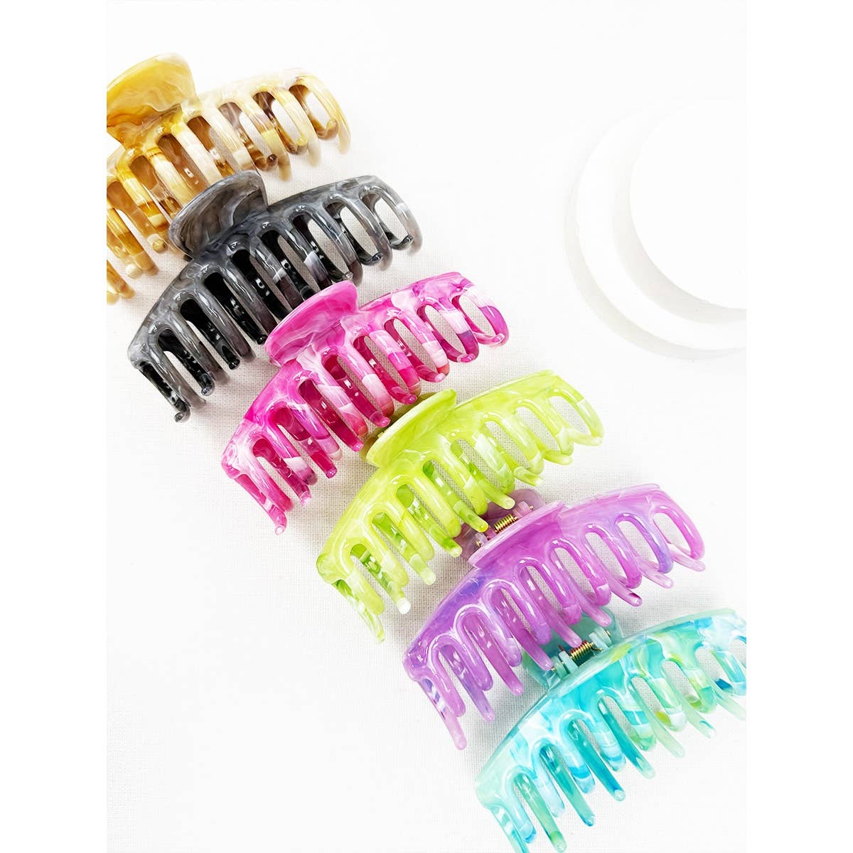 Hair Claw Clip Marbled Round Finish Assorted Colors