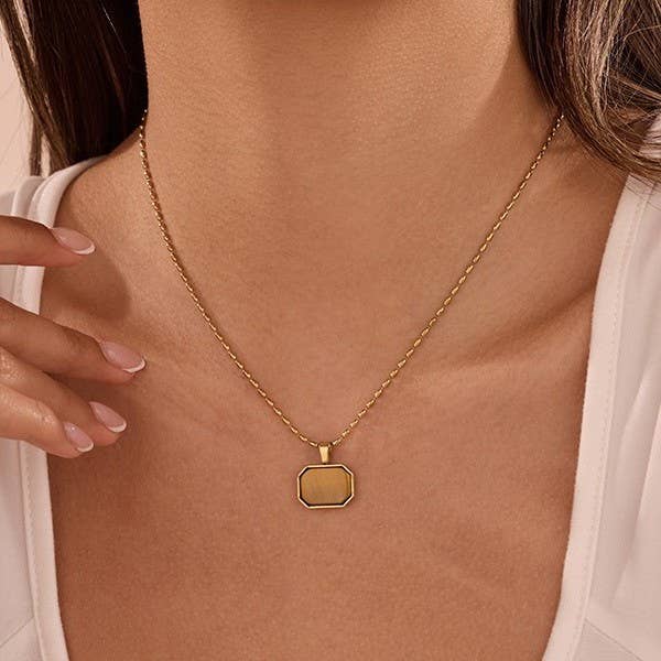 Gemstone Necklace 18k Stainless Steel Tarnish Free