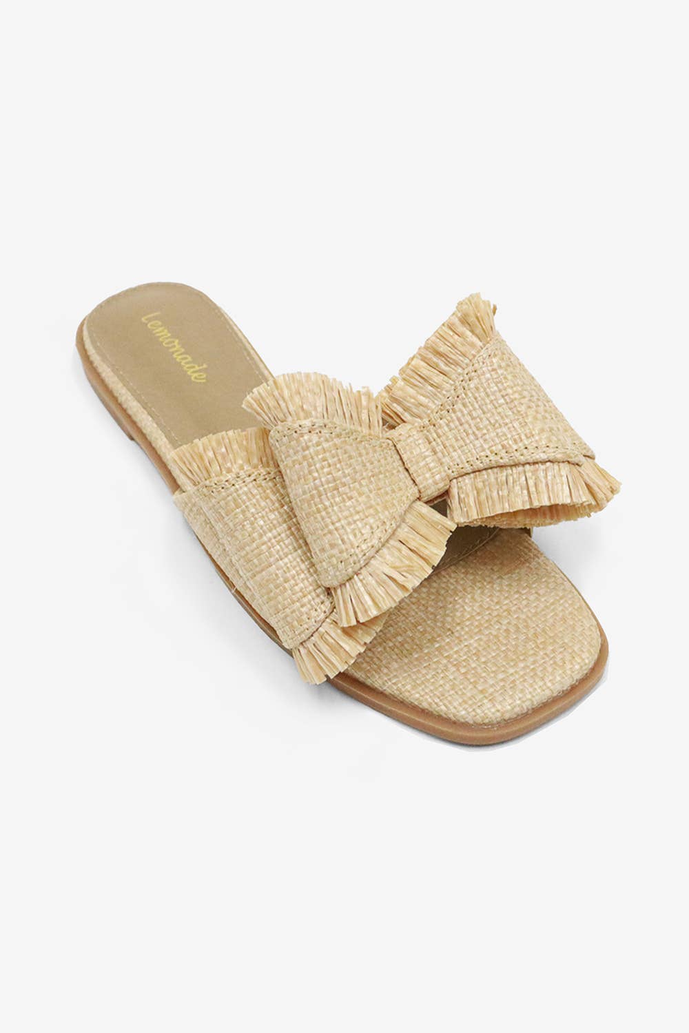 Sandals Raffia Bow Resort Stay Beachy Summer Flat Natural Tone