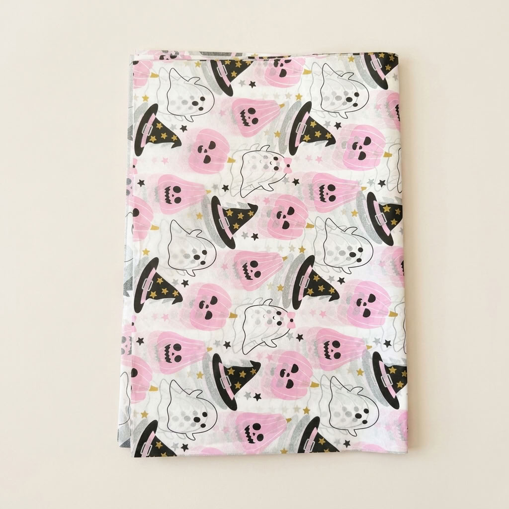 28x20 Pink Pumpkin Ghost Halloween 17g Wrapping Tissue Paper
