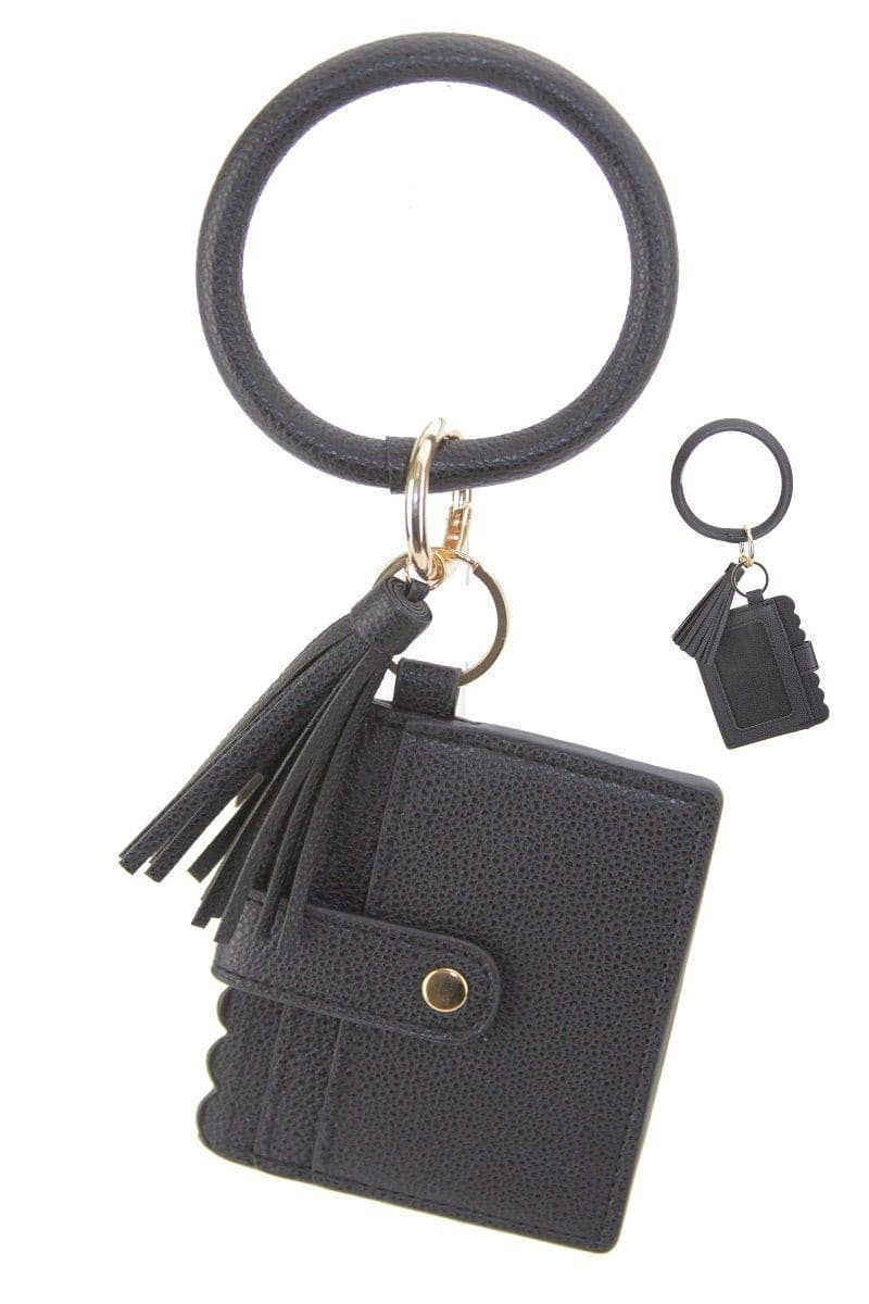 Bangle Keychain Wallet With ID Window In Vegan Leather For Handsfree Chic