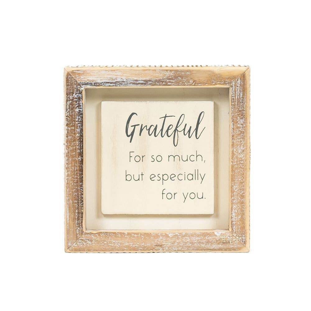 Grateful White & Natural Finish Frame Sign Gifts For Her