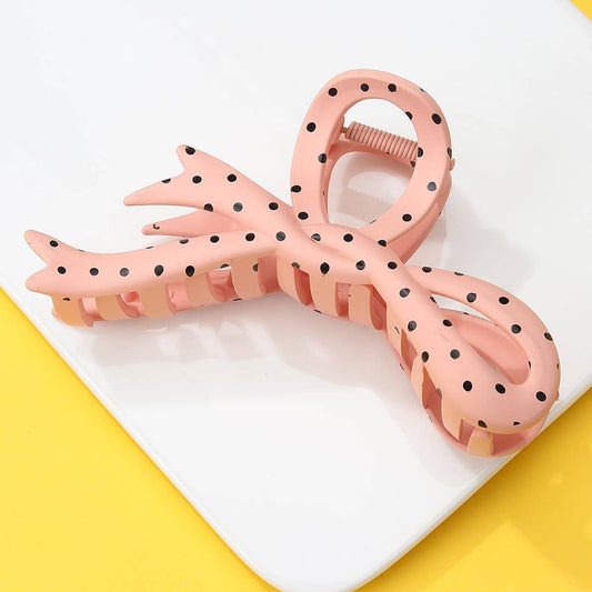 Hair Claw Clip Oversized Polka Dot Bow Glossy Acetate For All Hair Types