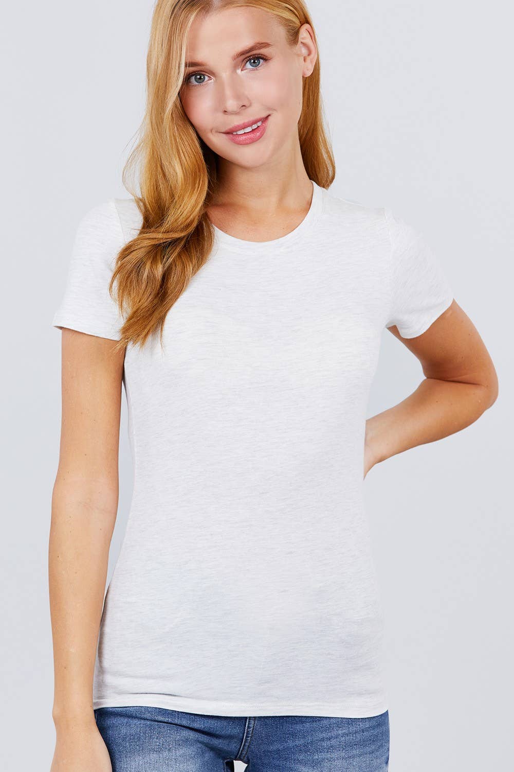 Cotton Jersey Top Fitted Short Sleeve Crew Neck Modest Fashion Faith Based Style