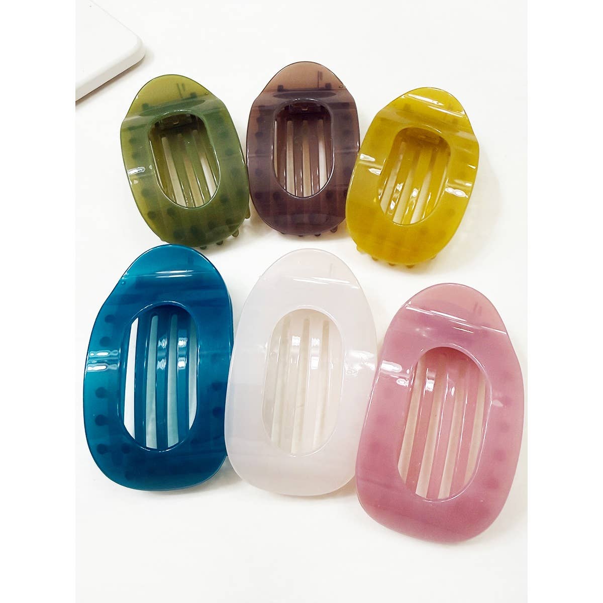 Hair Claw Clip Oval Flat Design With Jelly Colors For Thin Hair