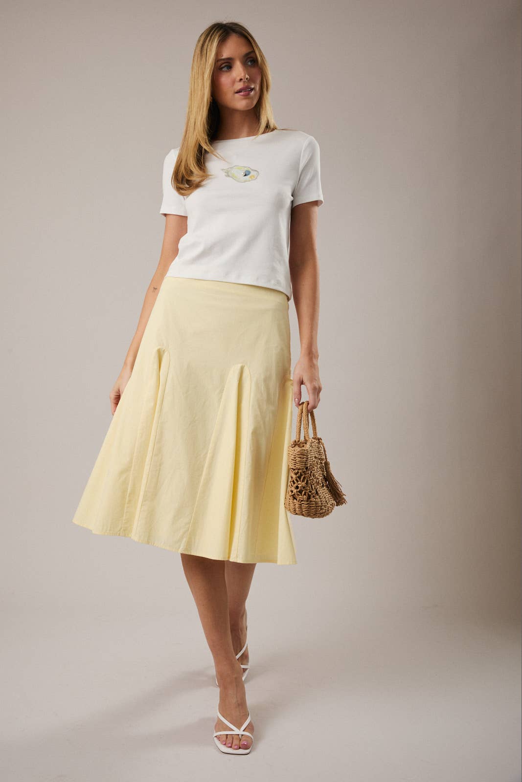 Poplin Midi Skirt With Waist Godets Modest Women’s Boutique Style
