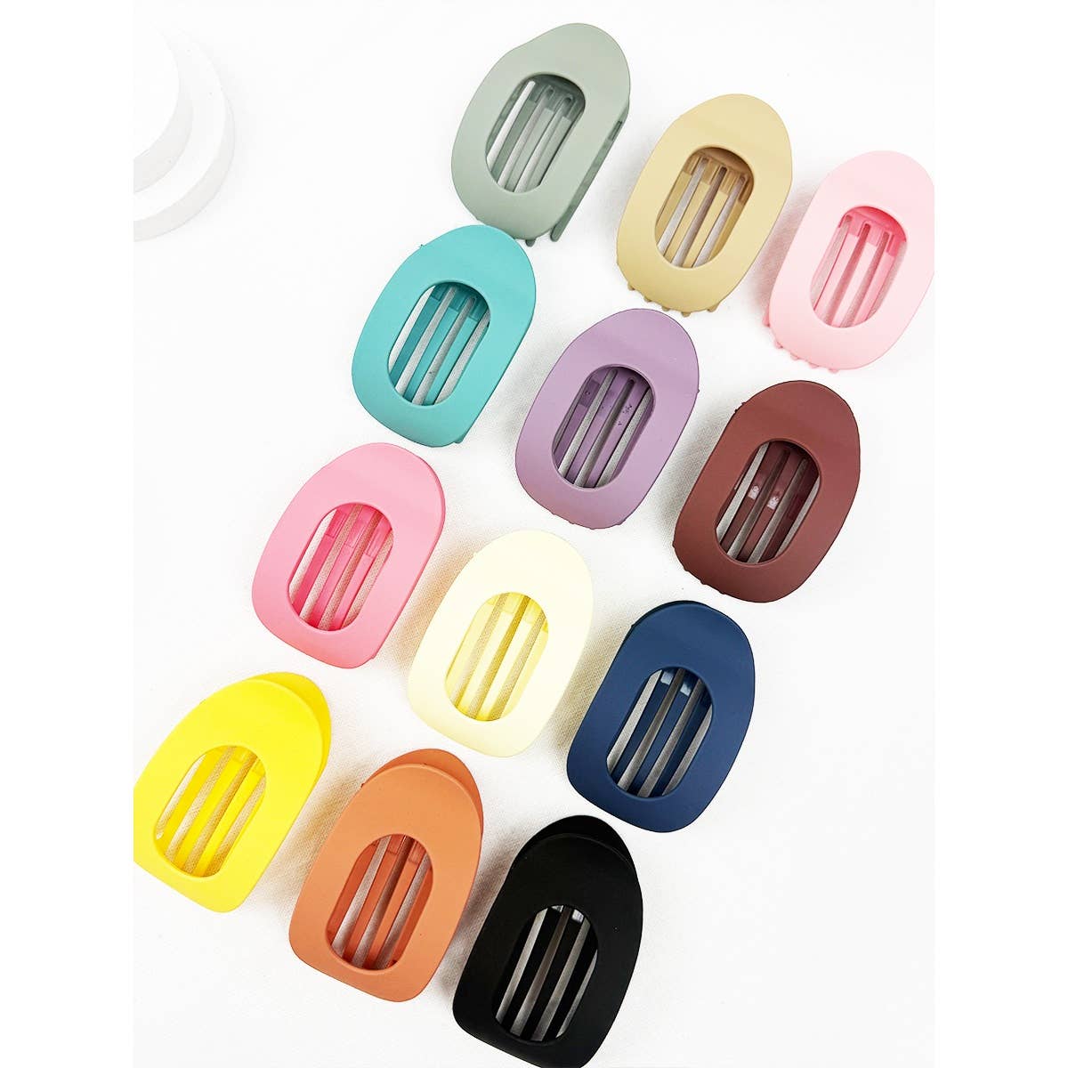 Hair Claw Oval Shape Flat Assorted Colors For Modest Fashion