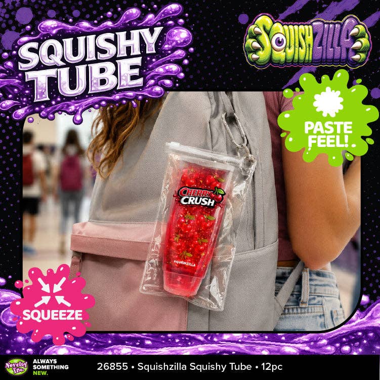 Fun Doh Squishy Tube Toy Fidget Sensory Keychain- 12/Display