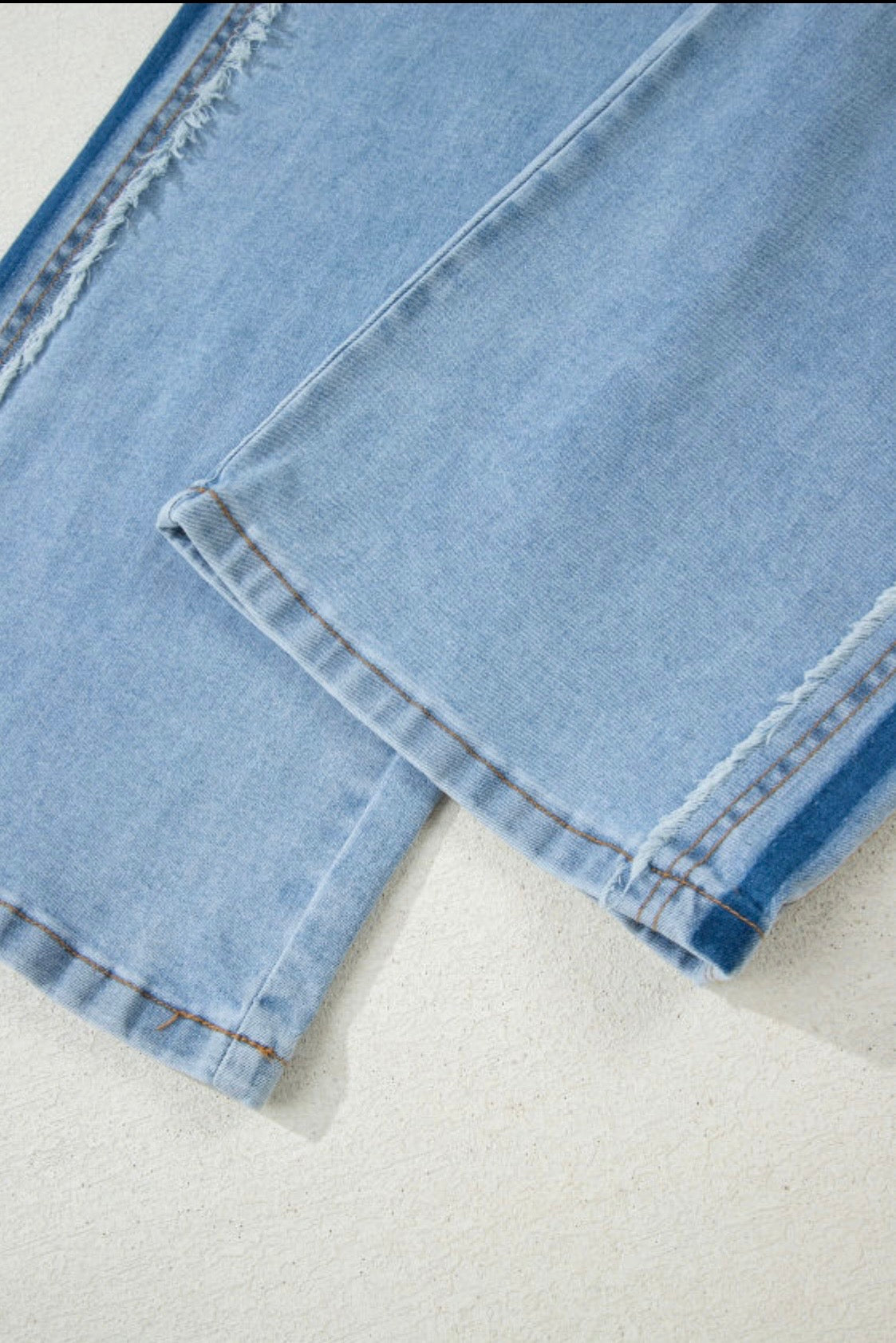 Jeans The Sensory Beau Blue Contrast Stripe Frayed Panel – Modest Fashion