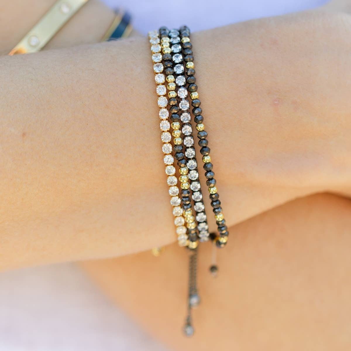 Hematite Accented Beaded Stretch Bracelets