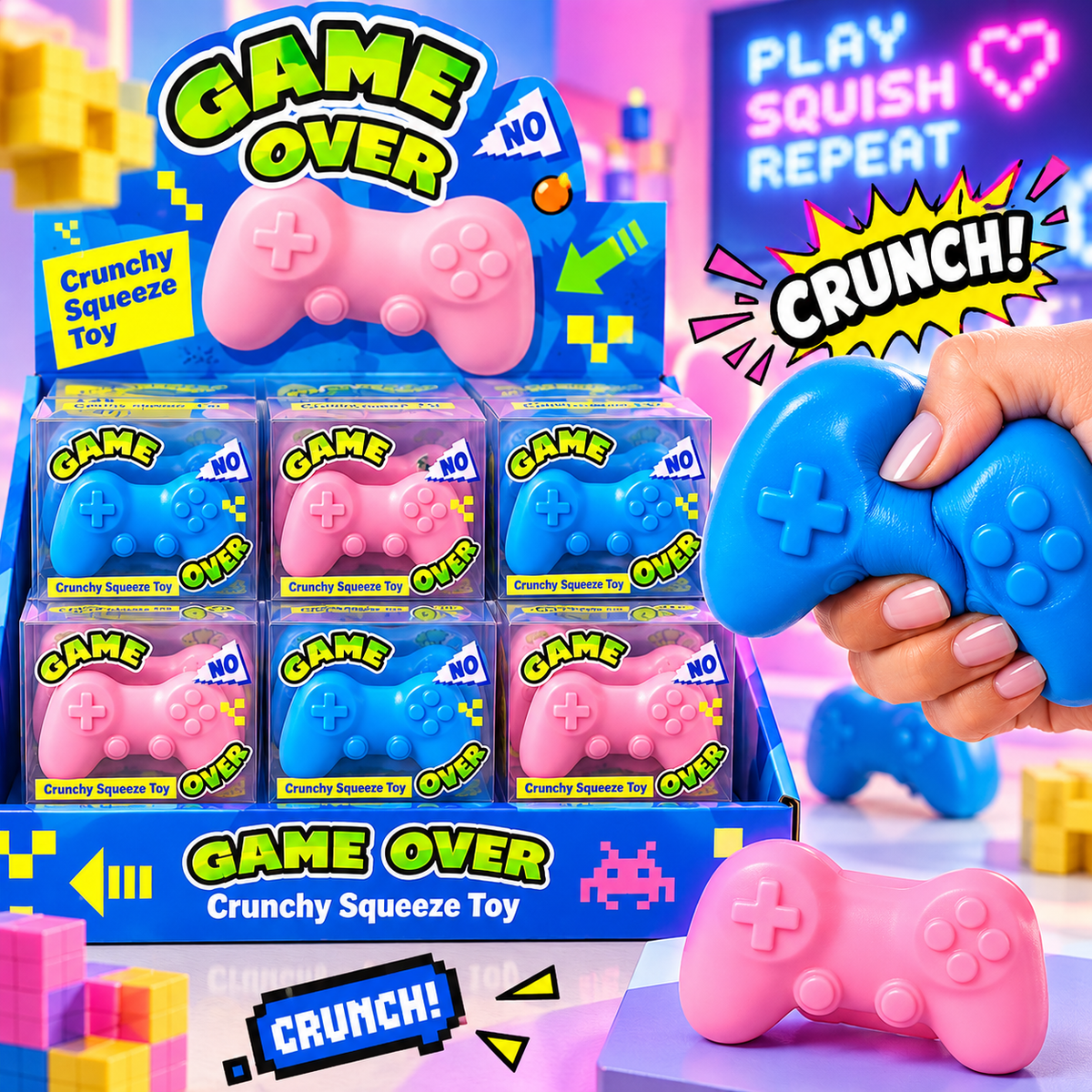 Game Over Crunchy Squeeze Toy — ASMR Game Controller Squishy - The Sensory