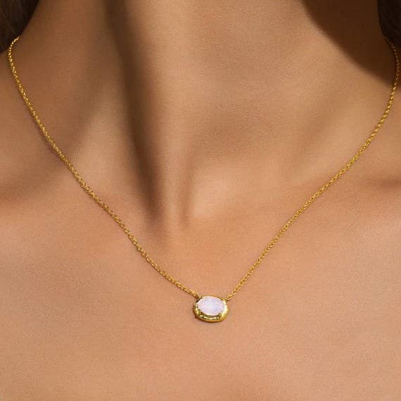 OVAL GEMSTONE CHARM PENDANT NECKLACE | 40NK9661 - The Sensory