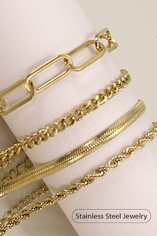 Shine Keeper Bracelet Stainless Steel Tarnish Free Waterproof Mixed Chain Design