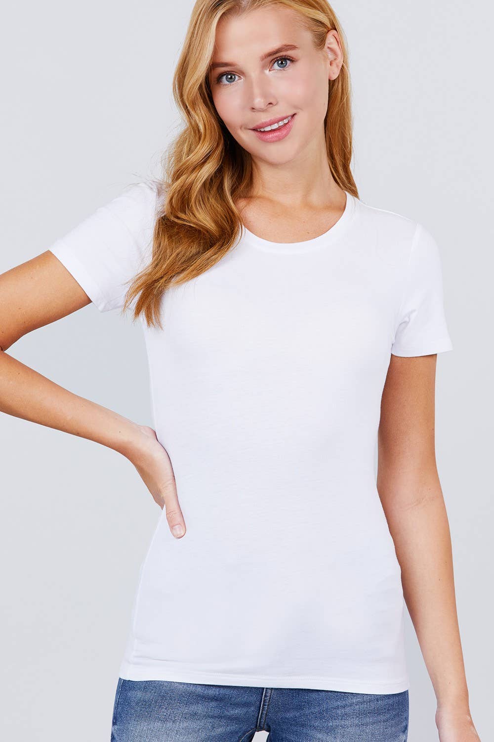 Cotton Jersey Top Fitted Short Sleeve Crew Neck Modest For Easter And Everyday
