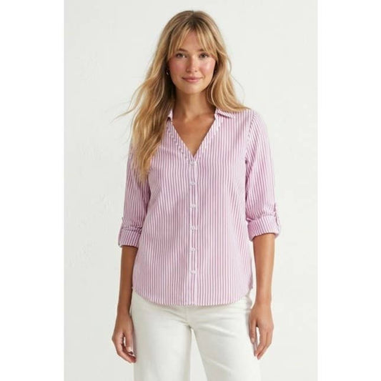 Shirt Striped Button Up Collar - The Sensory