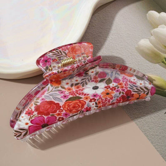 Hair Claw Clips Floral Print Garden Style Large Accessory For Women