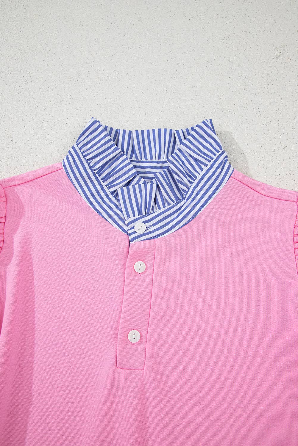 Preppy Buttoned Collar Puff Sleeve Blouse