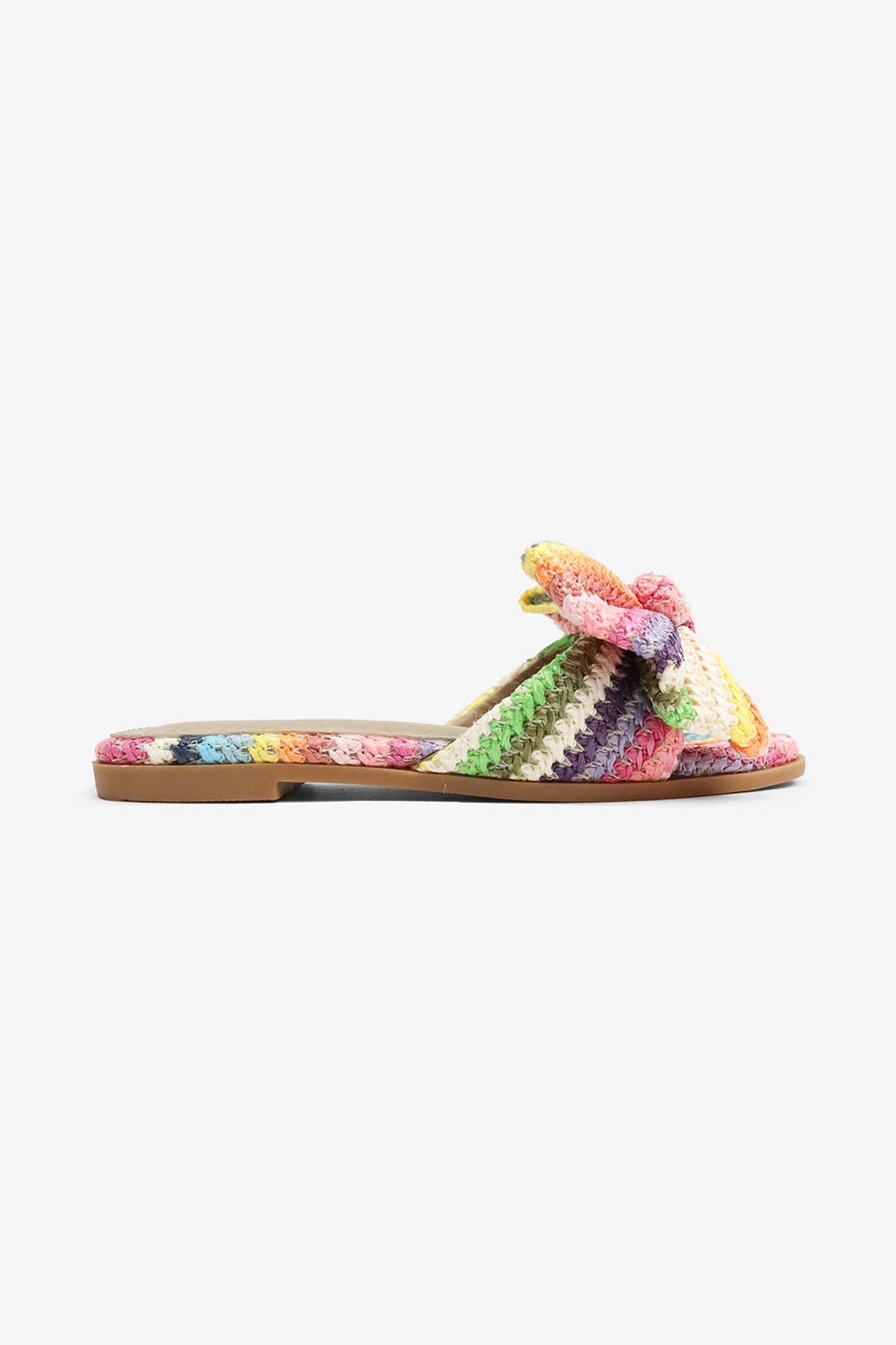 Sandals Raffia Bow Resort Stay Beachy Summer Flat Natural Tone