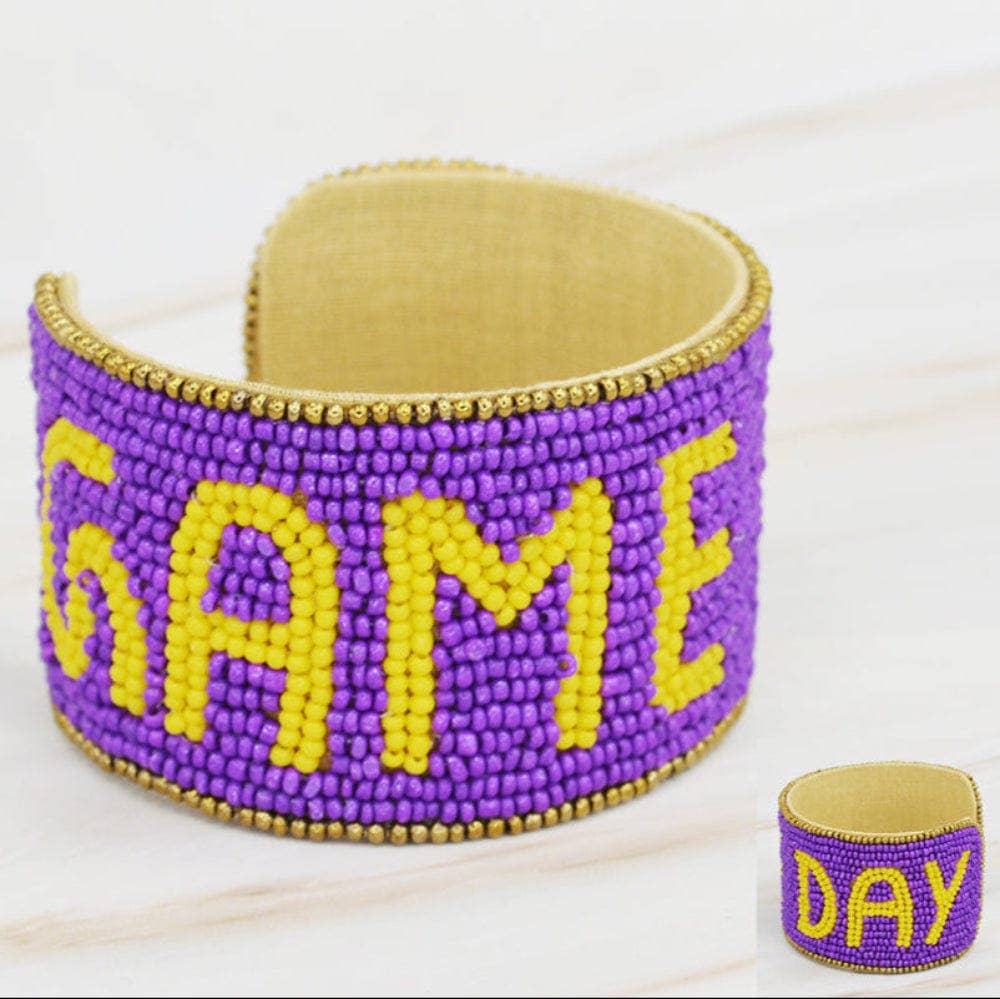 LSU Cuff Bracelet Beaded