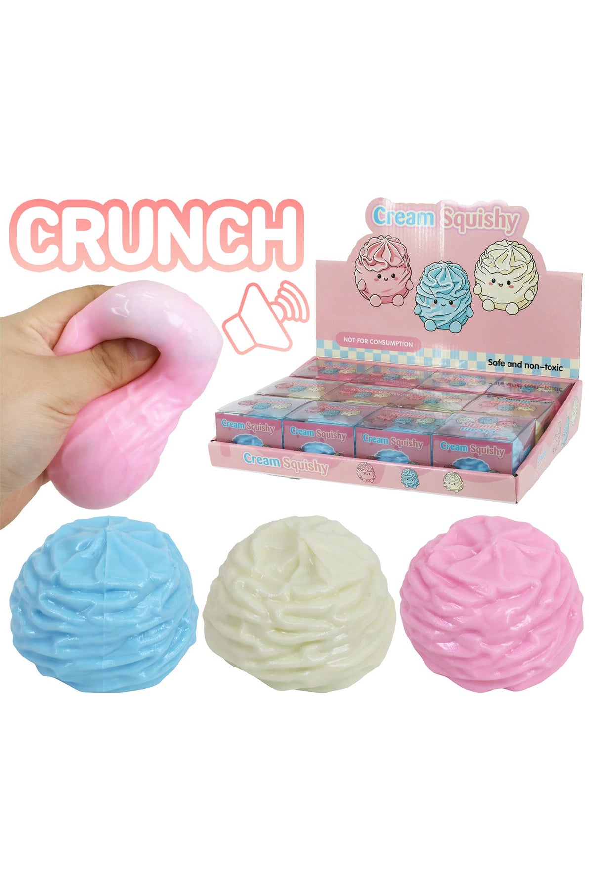 Cream Roll Crunchy Bead Slime Filled TPR Squishy Toy