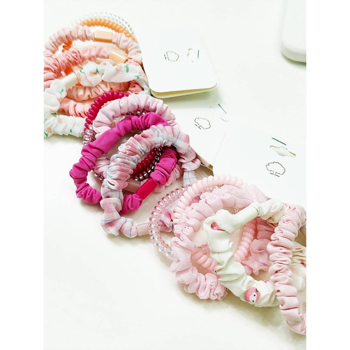 Hair Ties Pink Tone Multi Design Mixed Patterns