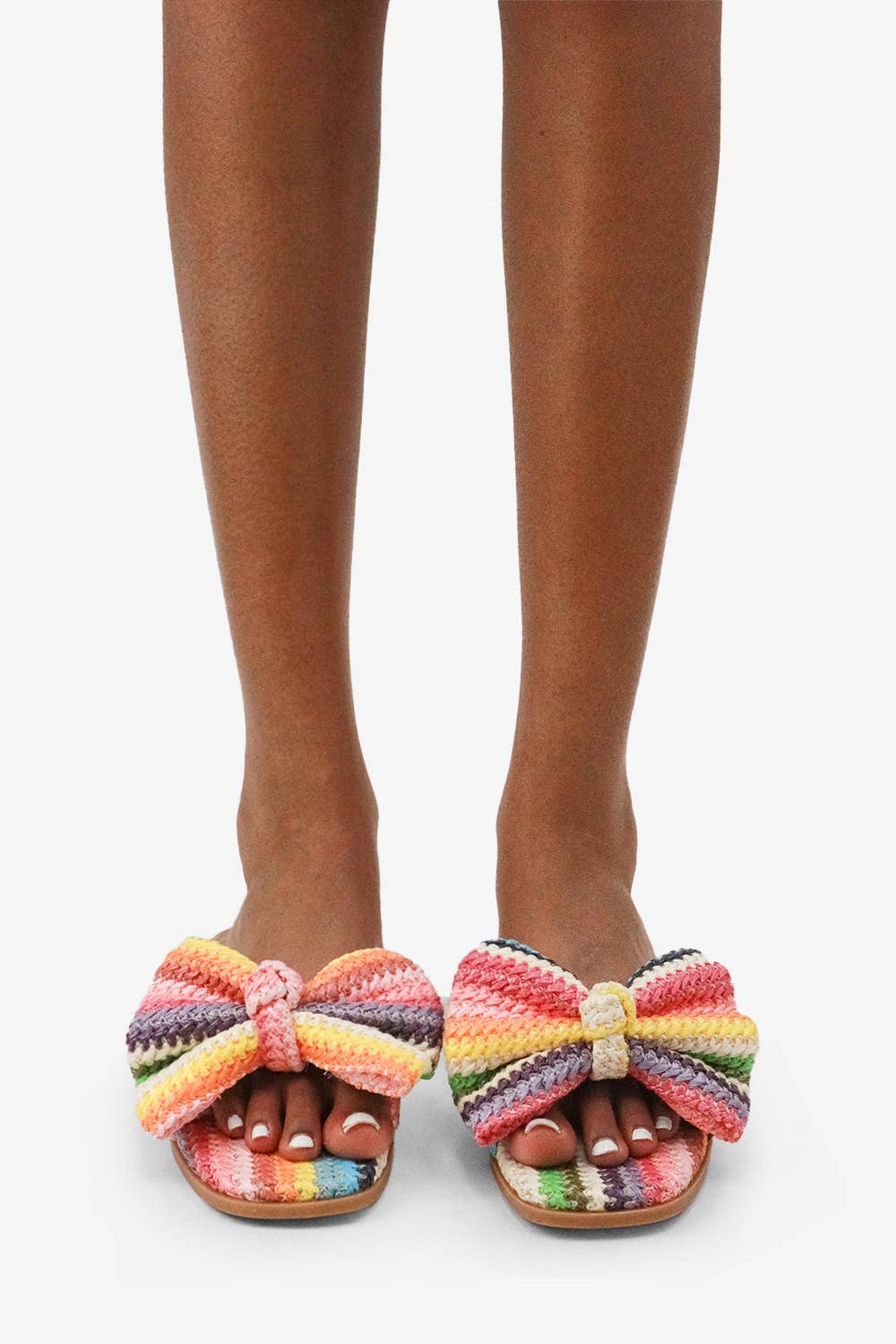 Sandals Raffia Bow Resort Stay Beachy Summer Flat Natural Tone