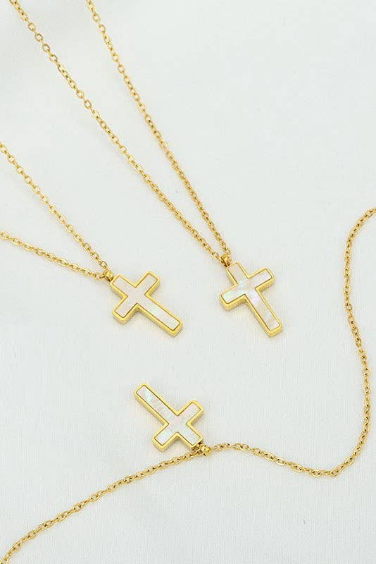 Cross Necklace Tarnish Free 18K Stainless Steel Shell Cross Pendant