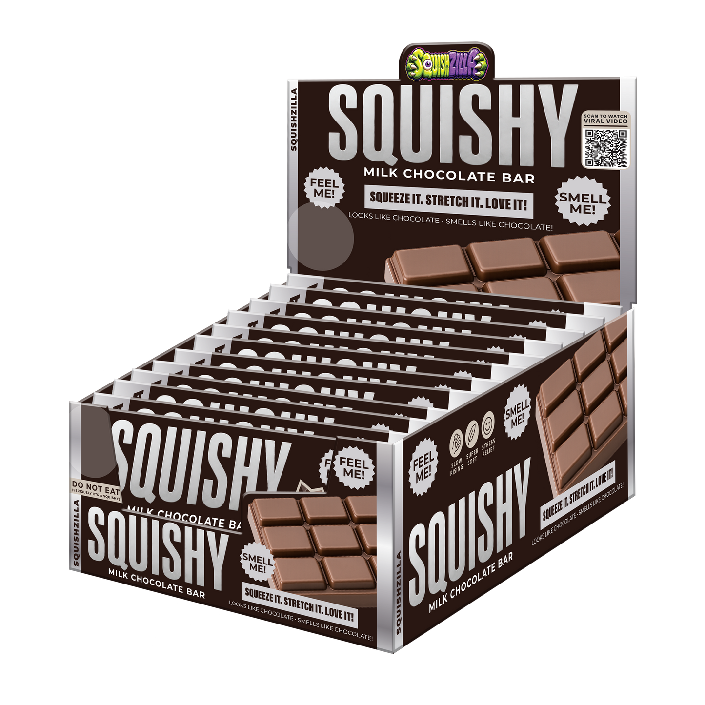 Fun Doh Slow Rise Scented Squishy Chocolate Bar - 12/Display