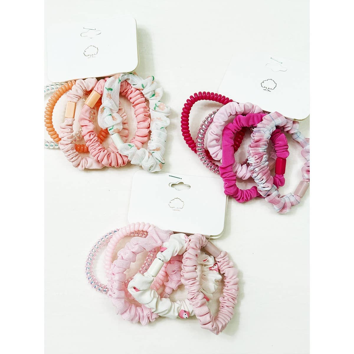 Hair Ties Pink Tone Multi Design Mixed Patterns