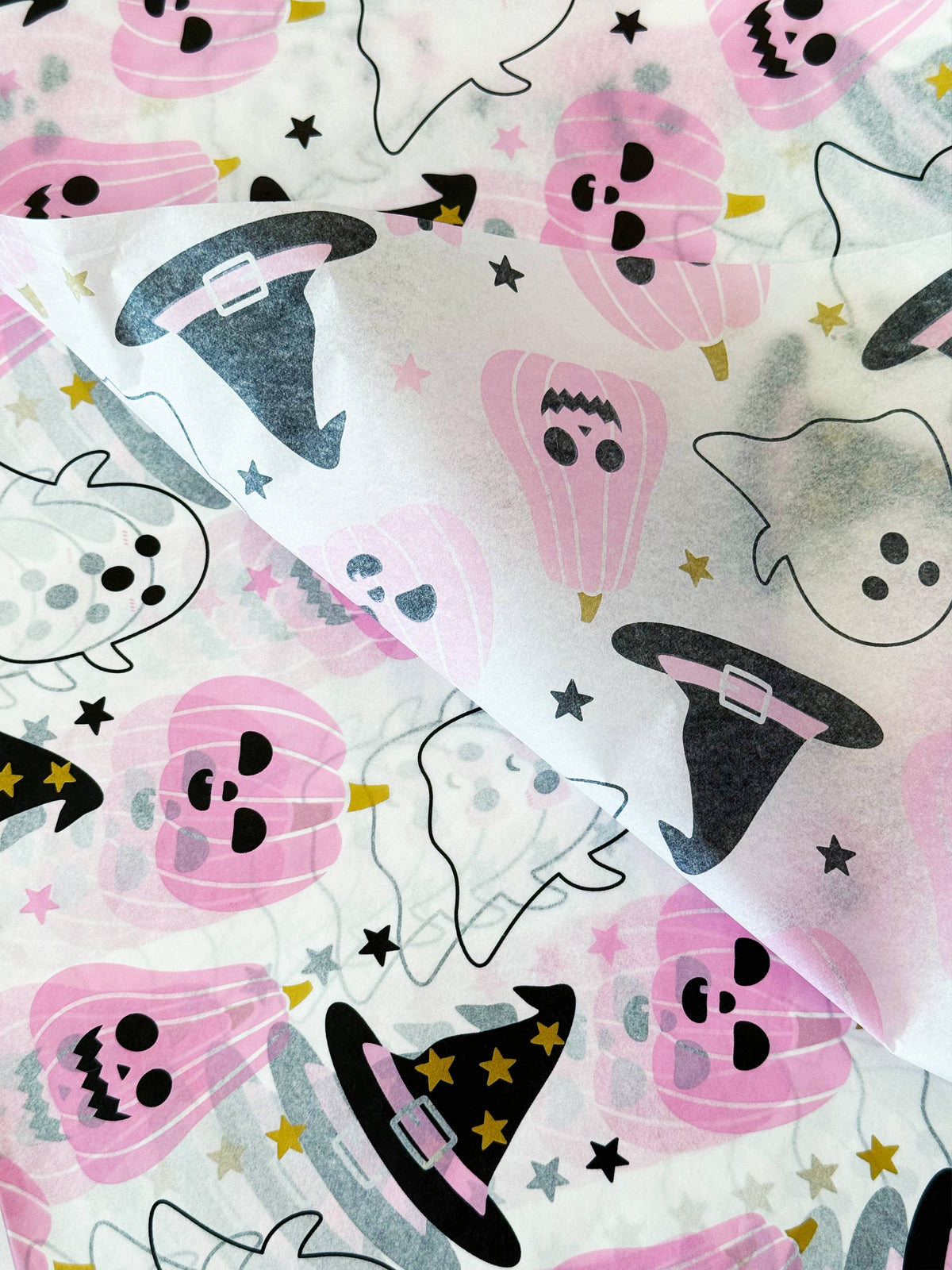 28x20 Pink Pumpkin Ghost Halloween 17g Wrapping Tissue Paper