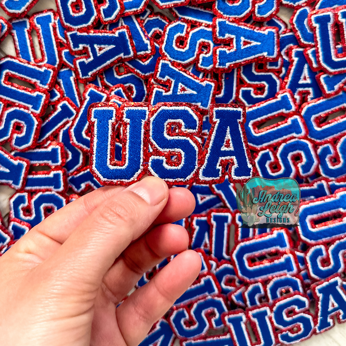 Embroidered USA Glitter Patch For Clothing Patriotic Flag Accent