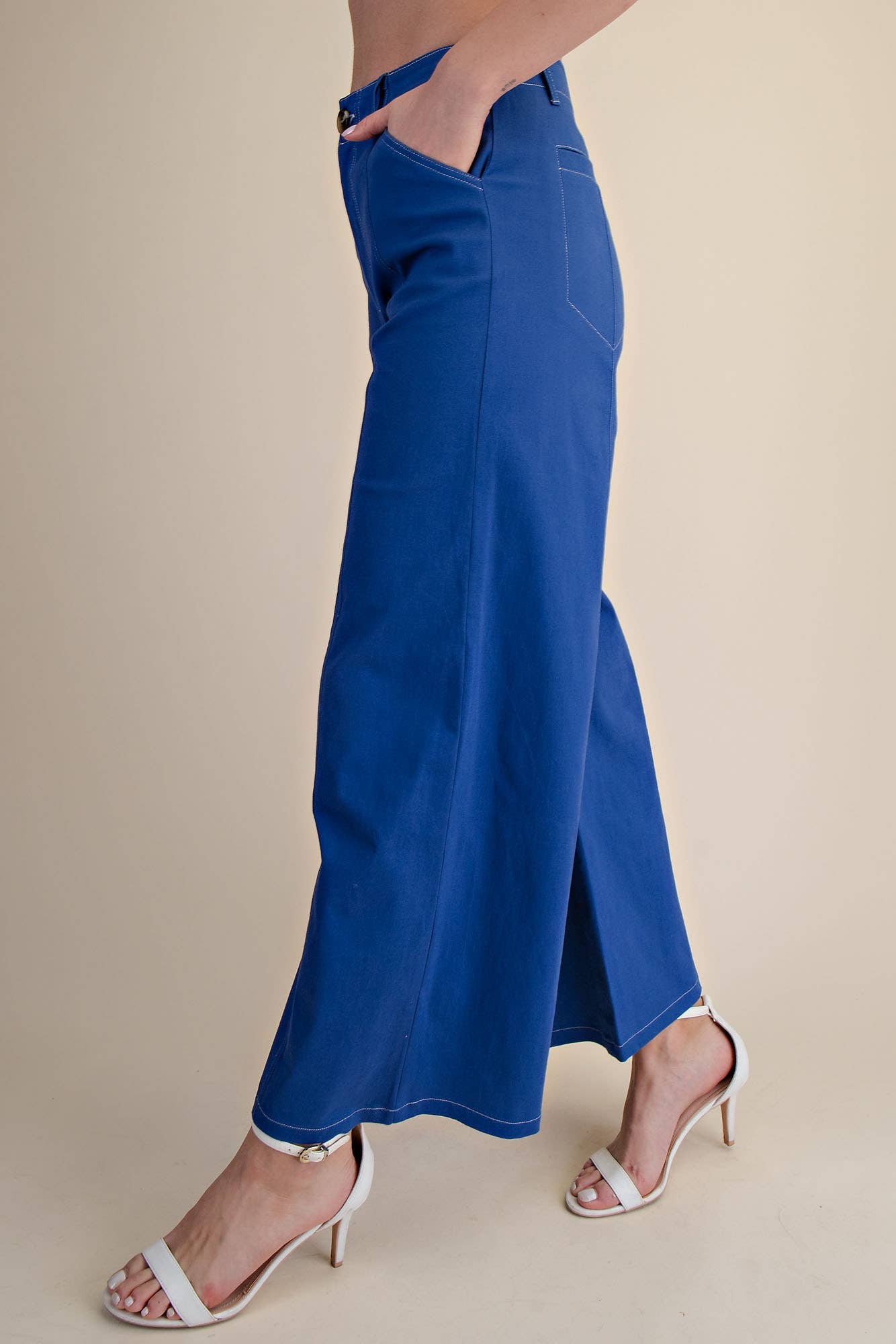 Pants High Rise Stitch Seamed Crop With Pockets Modest Fashion Faith Based