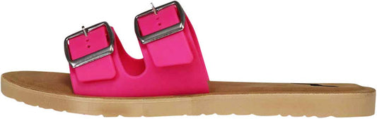 Slide Sandals Women's Two-Buckle Pink Modest Faith-Based Footwear - The Sensory