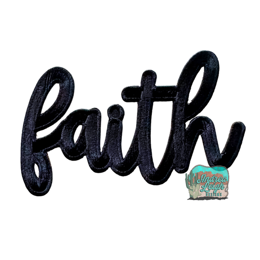 Embroidered Patch Faith Iron On Backing No Sew