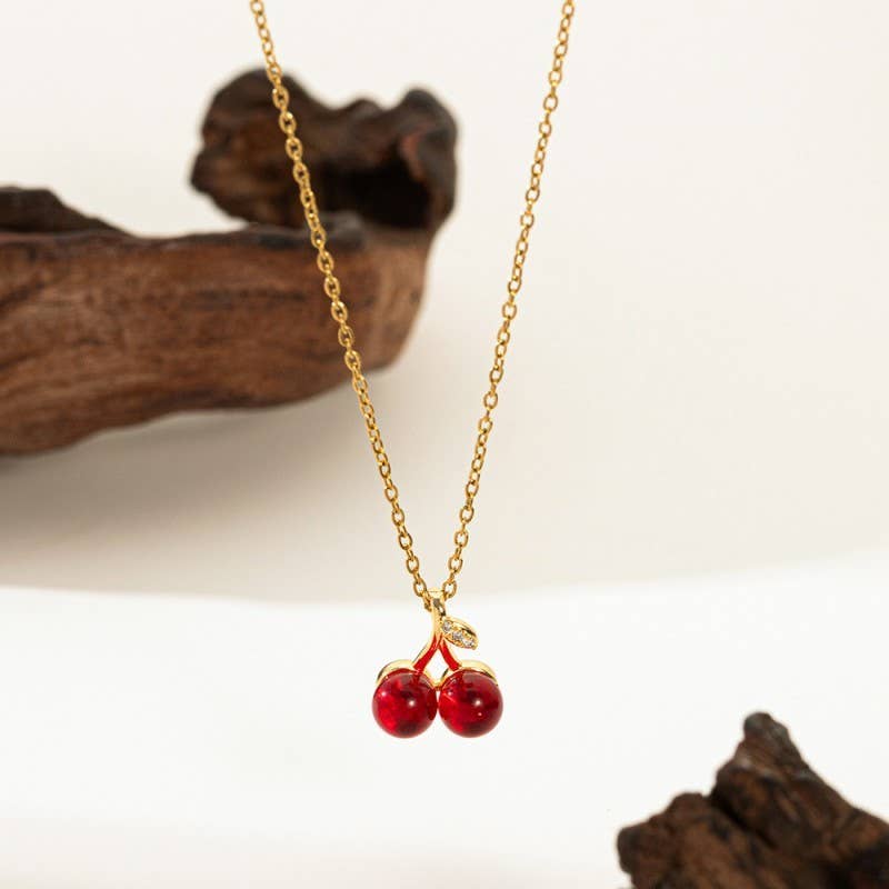 Fruit Pendant Necklace With 18K Gold Finish Stainless Steel Non Tarnish Gifts For Her