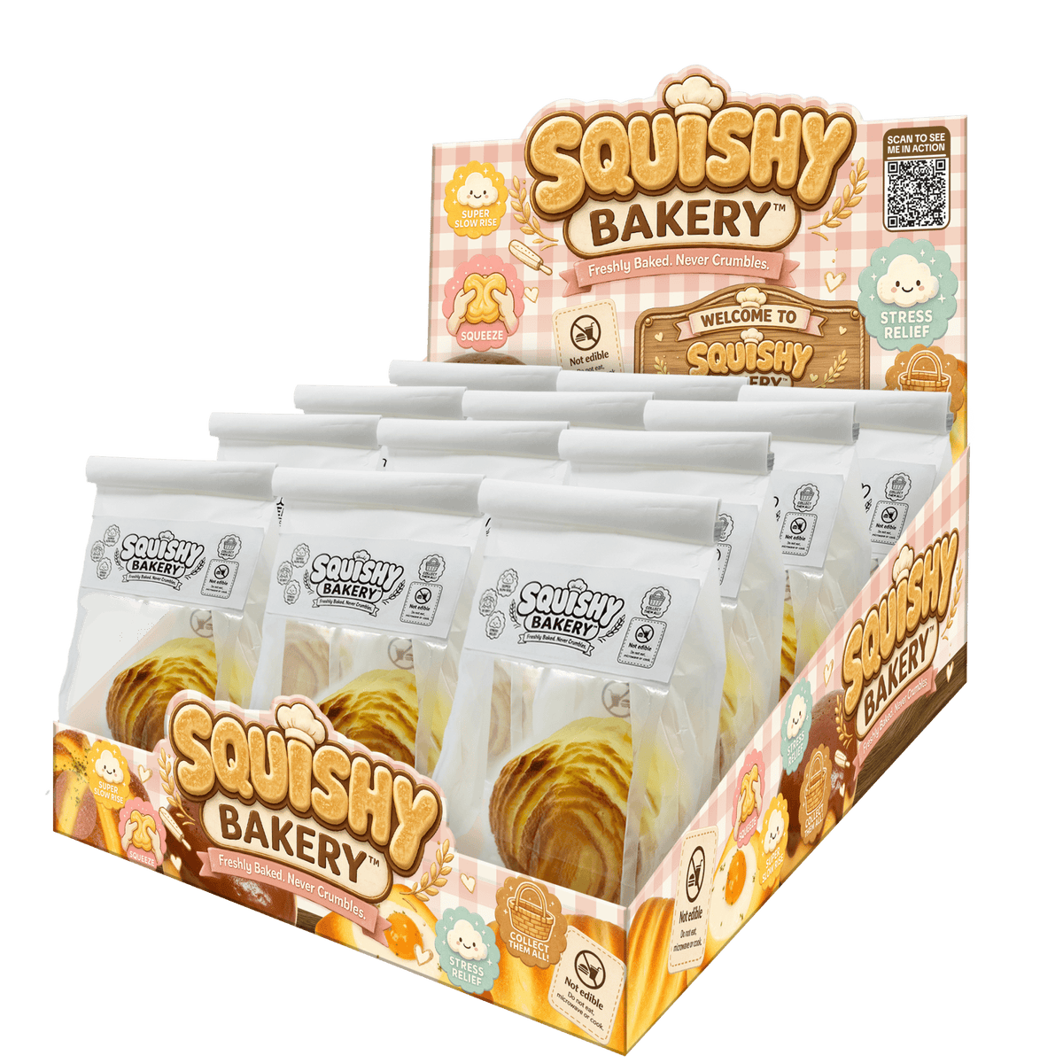 Fun Doh Bakery Slow Rise Squishy Bread Variety - 12/Display - The Sensory