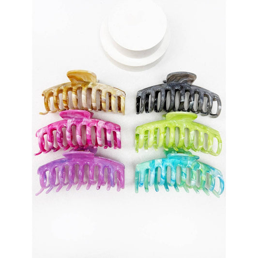 Hair Claw Clip Marbled Round Finish Assorted Colors