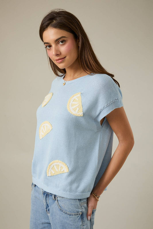 Embroidered Lemon Knit Light Spring/Summer Sassiness