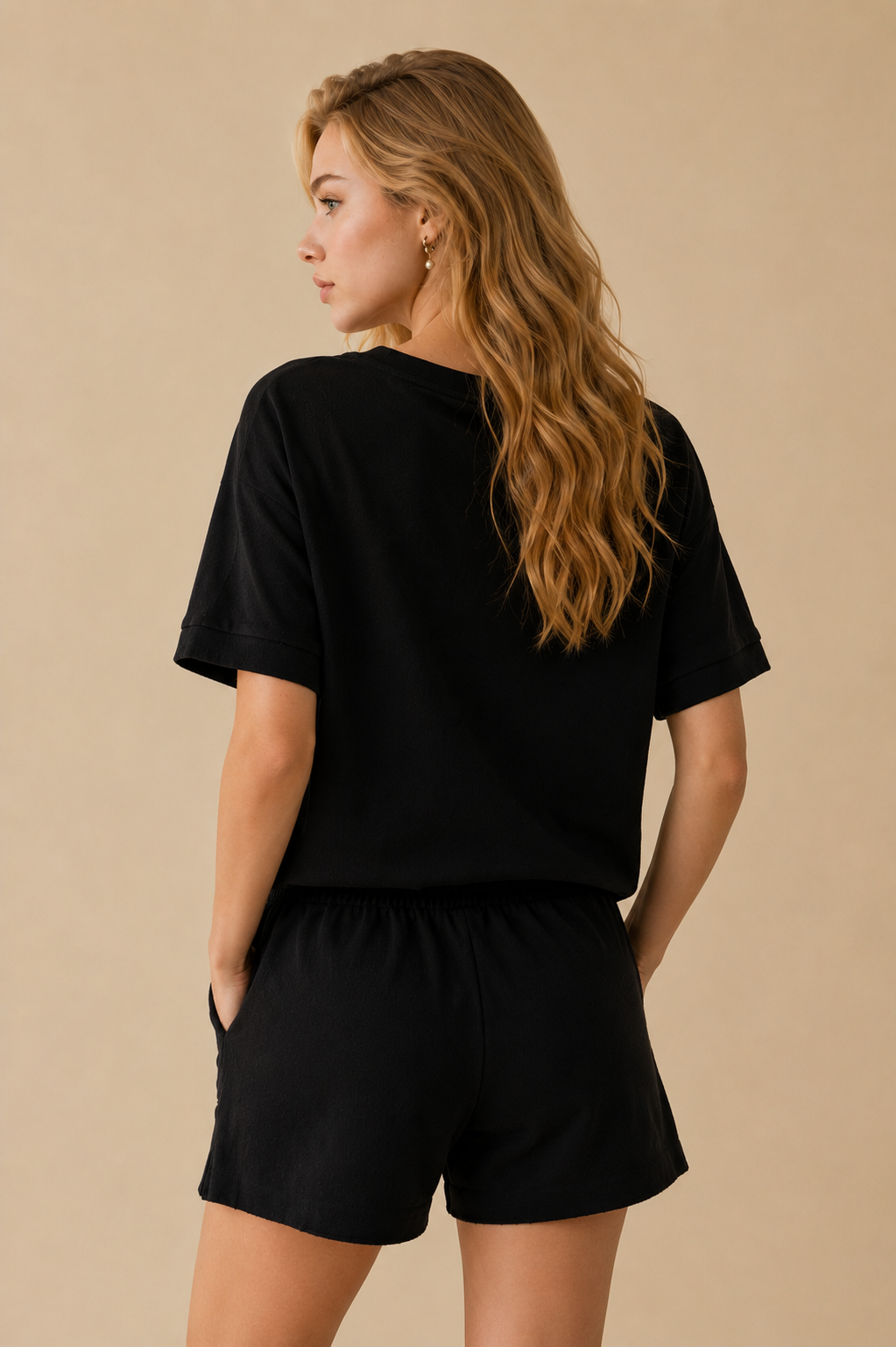 Couch Couture European French Terry V Neck Top And Shorts Set