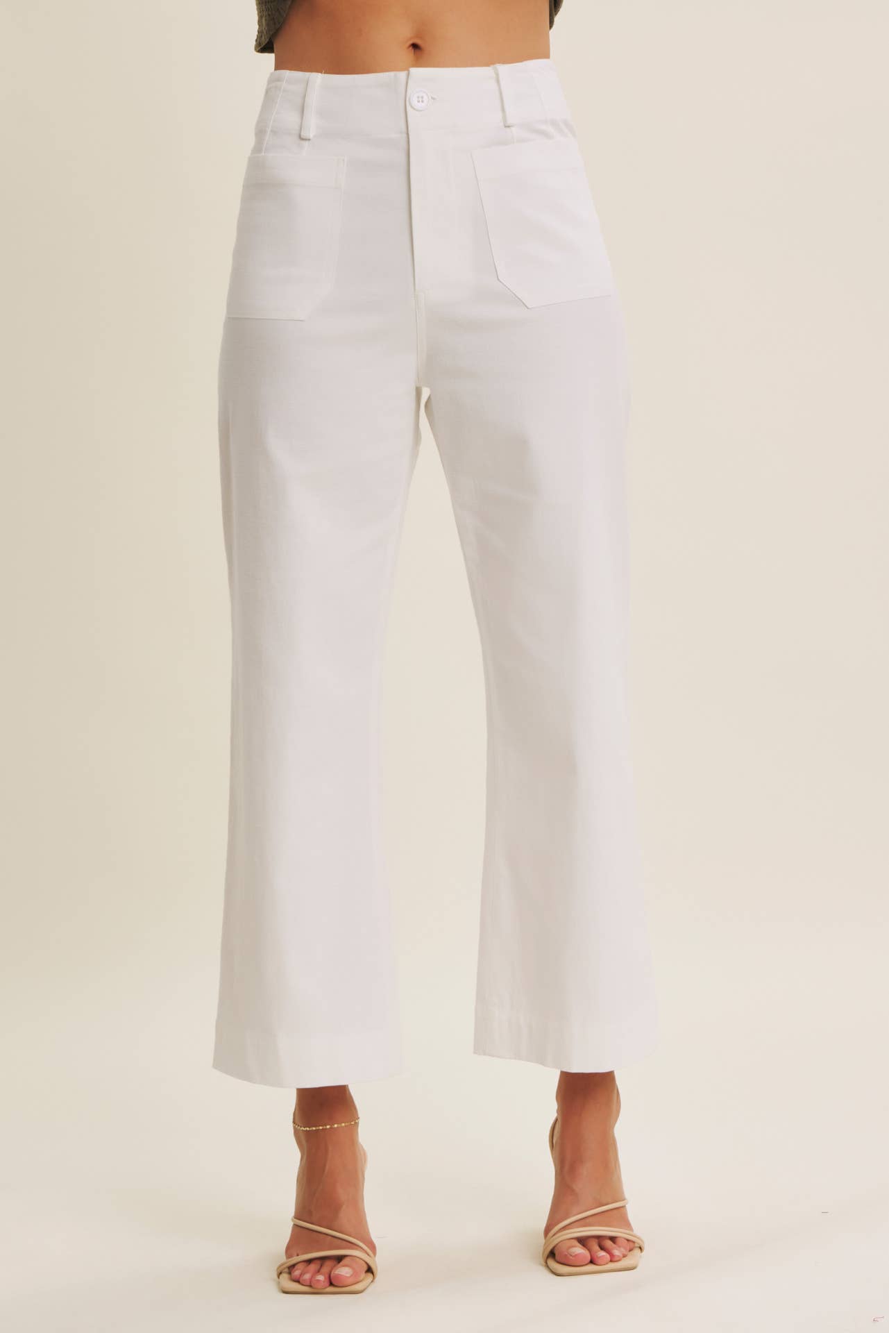 Ankle Pants Modest Seasonless Stretchy Cotton Linen With Pockets Women’s
