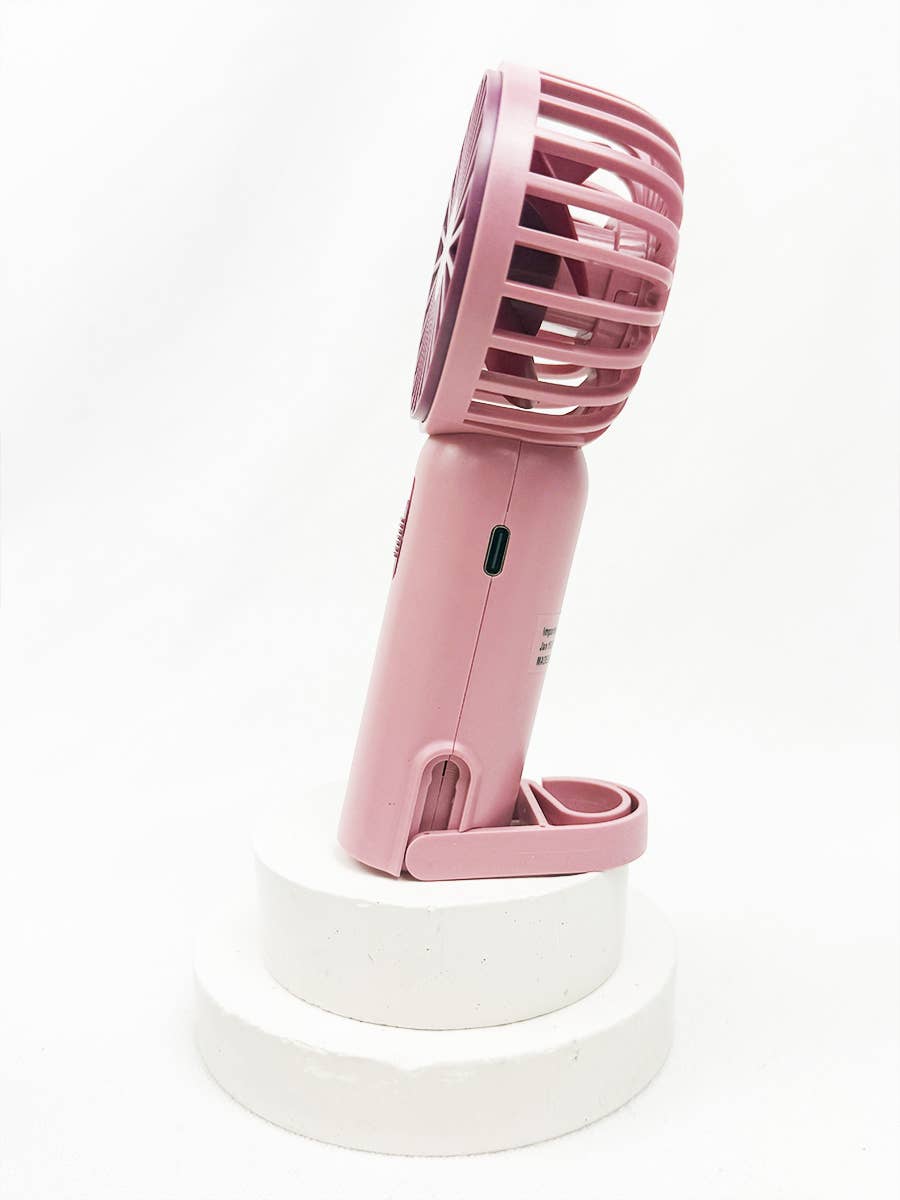 Portable Hand Fan With Pull-Out Stand, USB Rechargeable