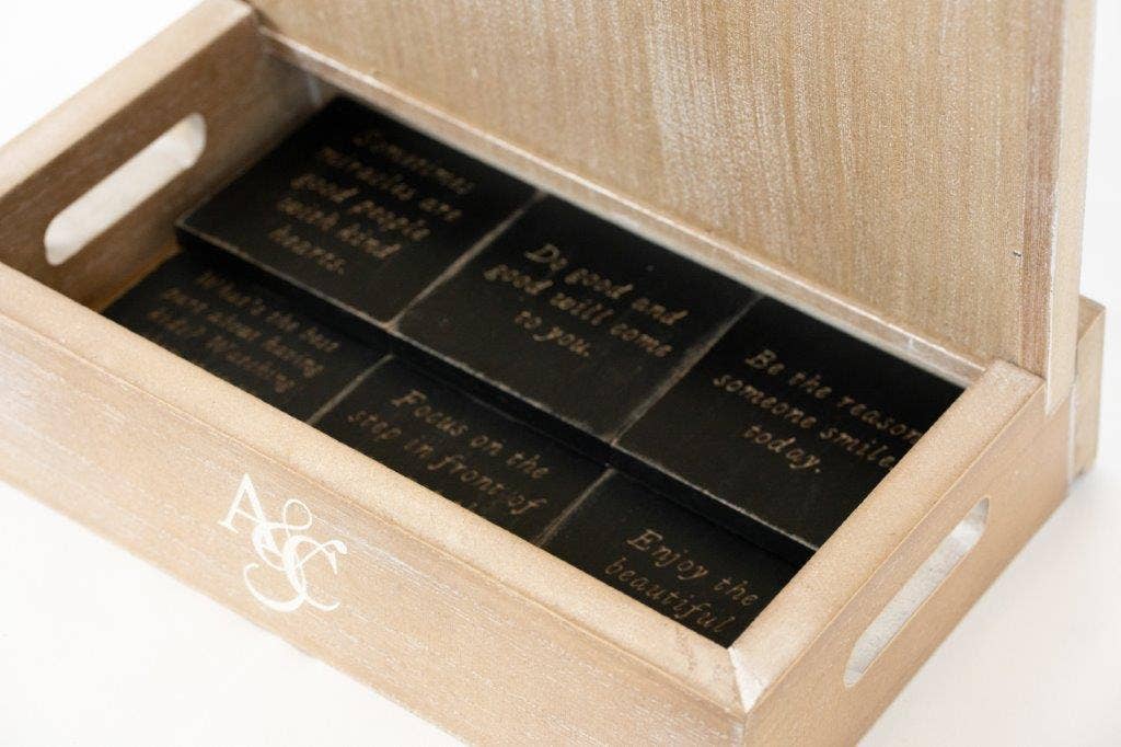 Magnet Display Shelf With Storage 11x13x7 Black White Natural Wood Frame