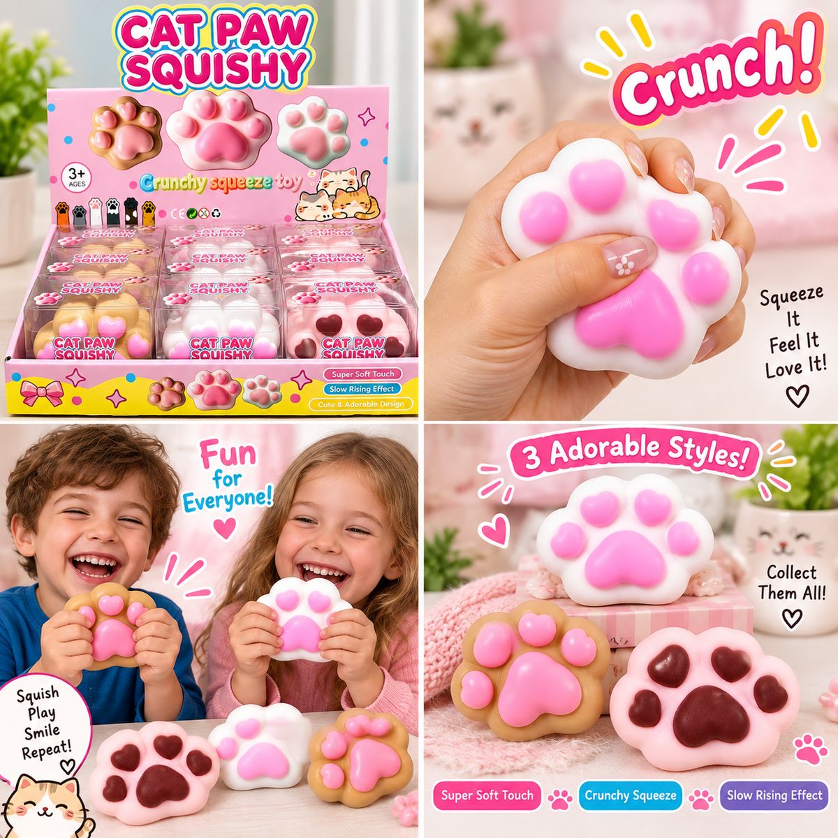 Cat Paw Squishy (Crunchy Squeeze Toy) — 3 Adorable Styles - The Sensory