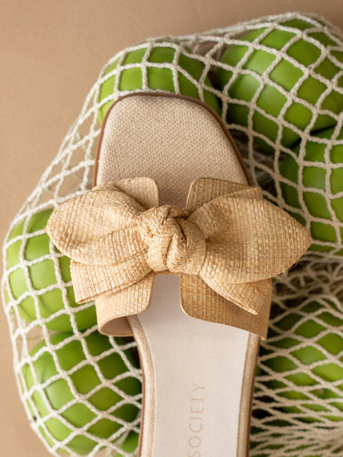 Slide Sandal The Sensory Ginny Raffia Bow With DreamCloud Sole Natural