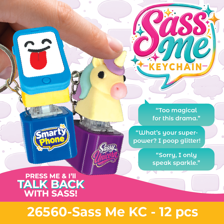 Sass Me Keyboard Fidget Keychain Toy Variety - 12/Display