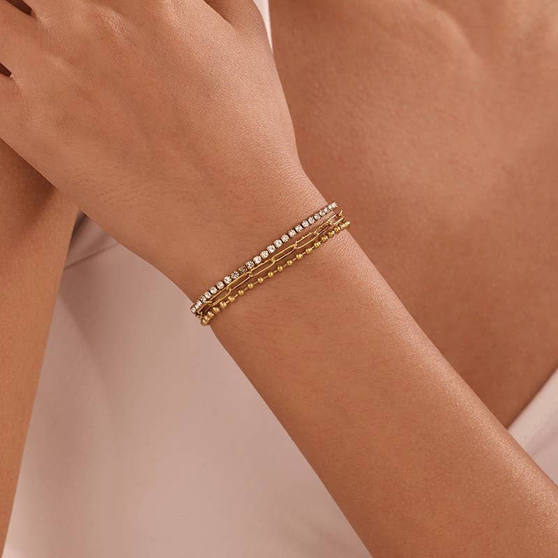 Rhinestone Bracelet Stainless Steel Tarnish Free