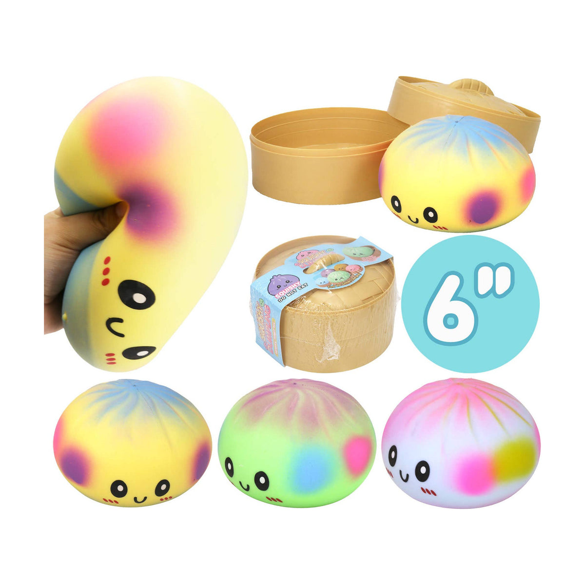 Jumbo Rainbow Ombre Dumpling Slime Filled Squishy 6 Inch - The Sensory