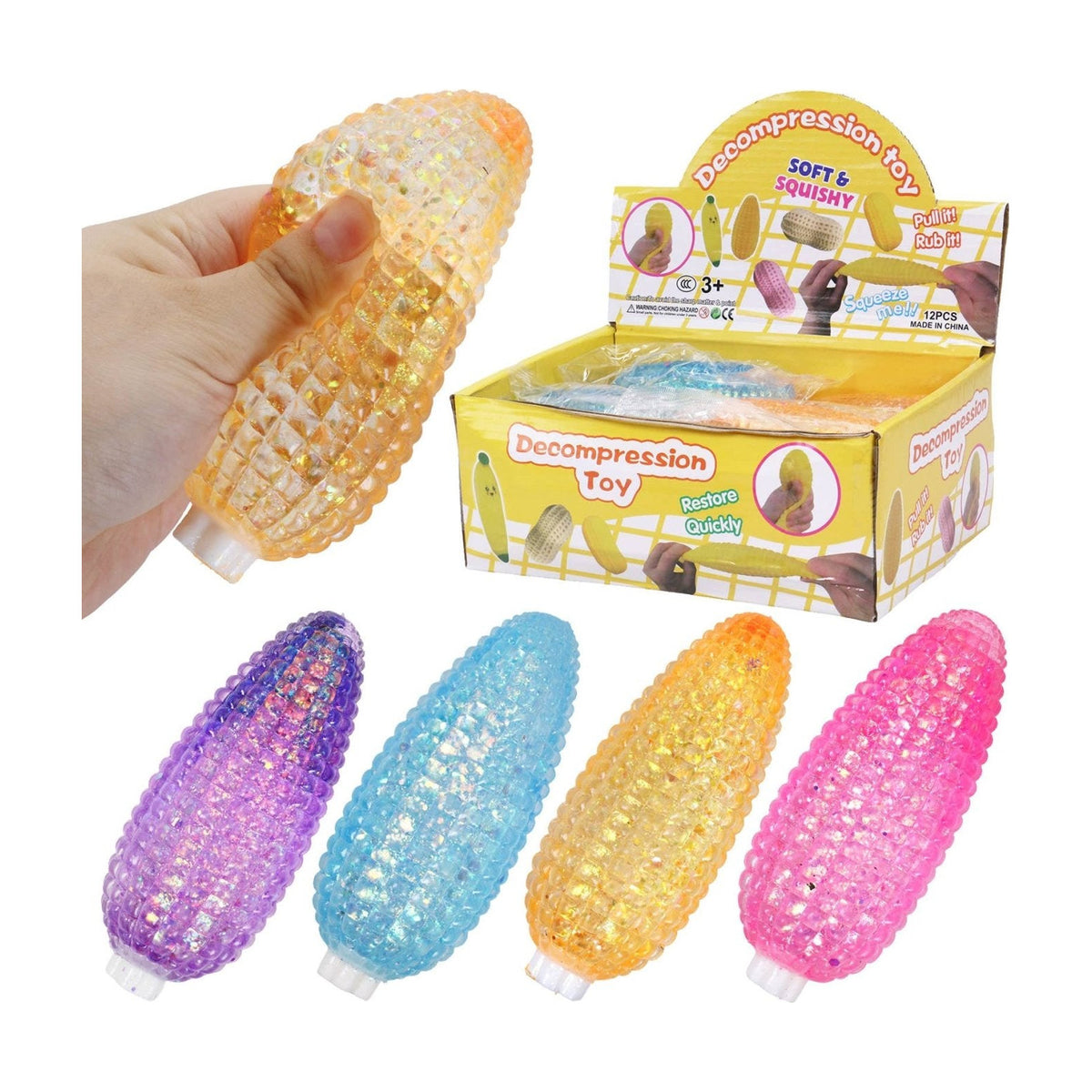 Corn Cob Glittery Maltose Squishy - The Sensory